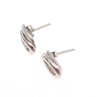 925 Sterling Silver Round-Cut C Z Teardrop Stud Earrings