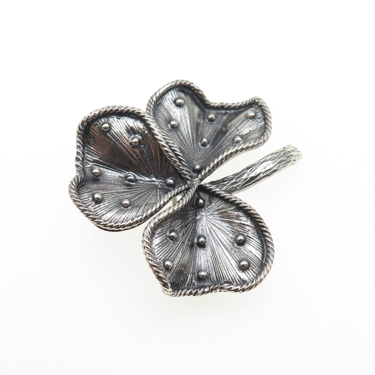 DANECRAFT 925 Sterling Silver Vintage Clover Oxidized Pin Brooch