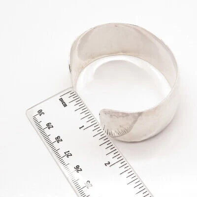 925 Sterling Silver Vintage Schroth Hammered Finish Adjustable Cuff Bracelet 7"