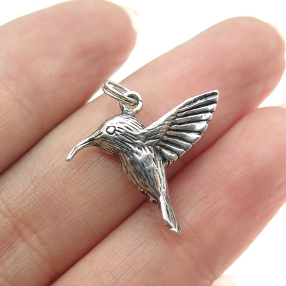 JEZLAINE 925 Sterling Silver Vintage Hummingbird 3D Charm Pendant