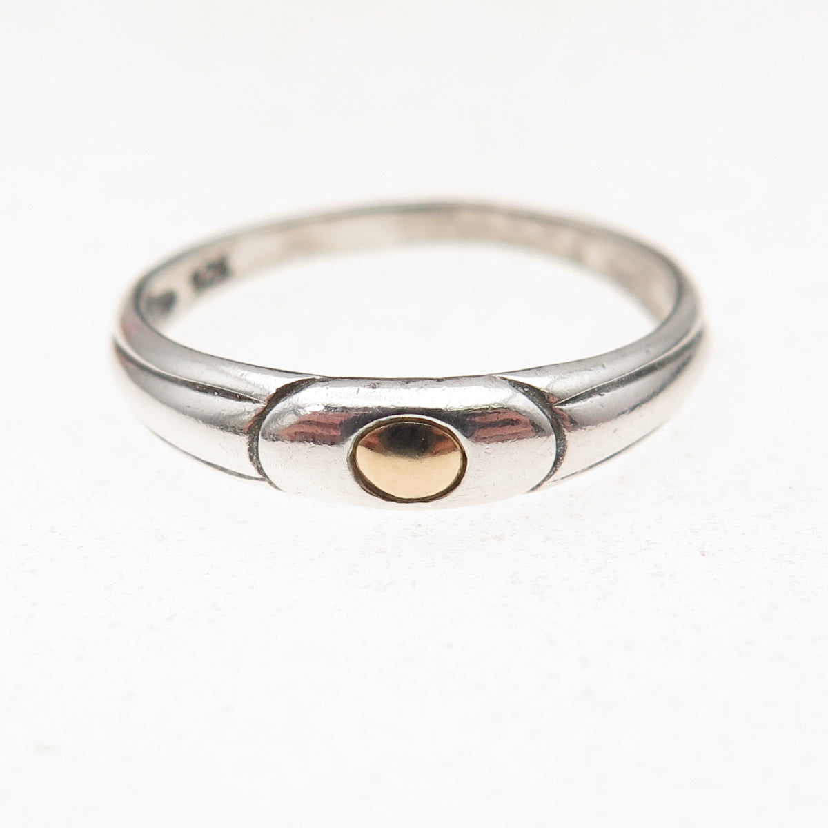 Ste Bee 925 Sterling Silver 2-Tone Vintage Modernist Oxidized Ring Size 7.75