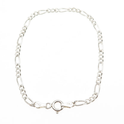 925 Sterling Silver Vintage Italy Figaro Link Bracelet 7"