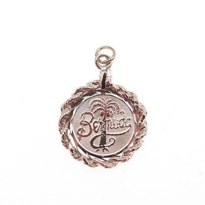 CREA 925 Sterling Silver Vintage Bermuda Palm Tree Mini Charm Pendant