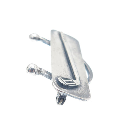 925 Sterling Silver Vintage KLE Handmade Golf Club Oxidized Pin Brooch