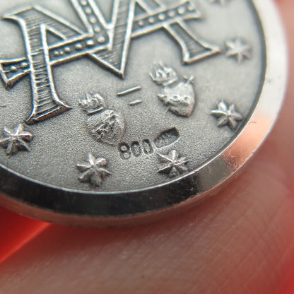 800 Silver Vintage St. Regina Medal Religious Oxidized Charm Pendant
