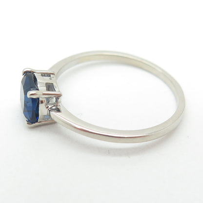 DAZZLERS 925 Sterling Silver Nano Sapphire Minimalist Ring Size 8.75