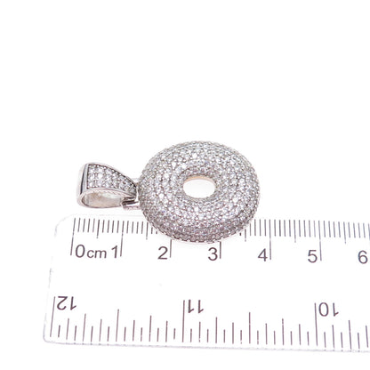 925 Sterling Silver Round-Cut C Z Letter O Initial Charm Pendant