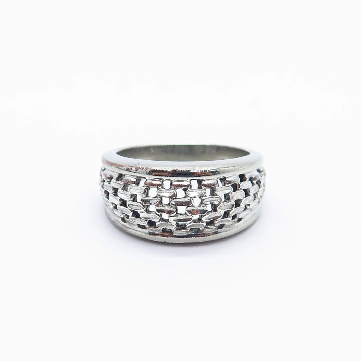 925 Sterling Silver Vintage Wicker Ring Size 9.5