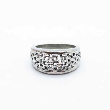 925 Sterling Silver Vintage Wicker Ring Size 9.5