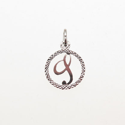 925 Sterling Silver Vintage Diamond-Cut Letter S Initial Mini Charm Pendant