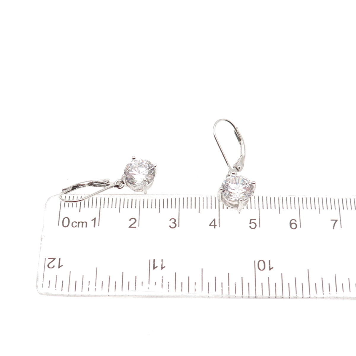 925 Sterling Silver Round-Cut C Z Dangle Earrings