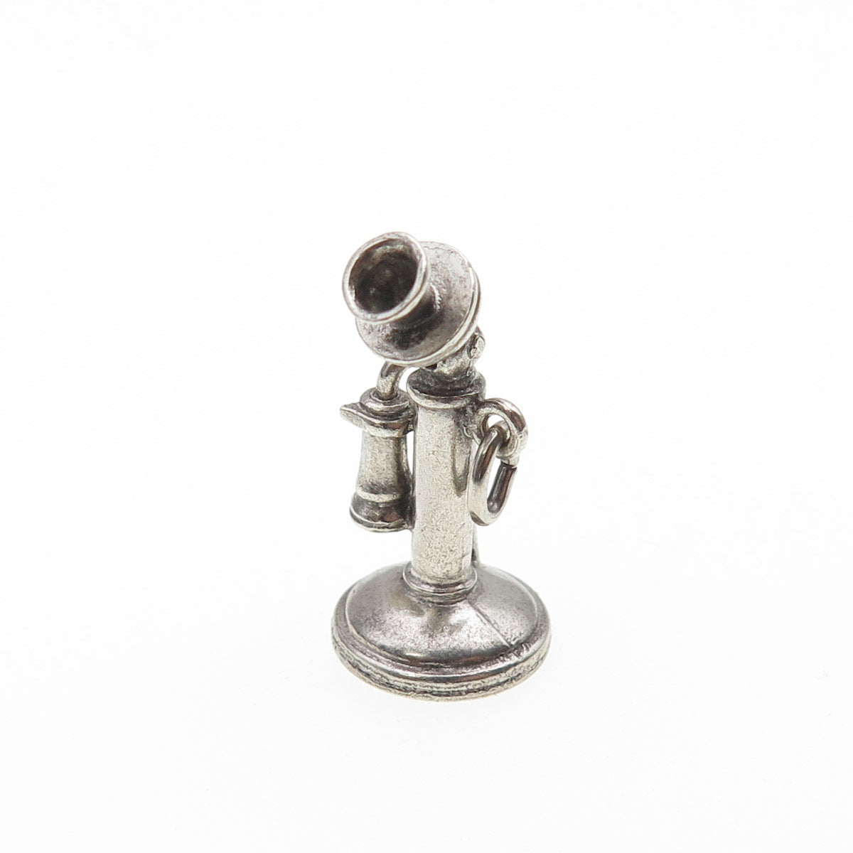 WELLS 925 Sterling Silver Vintage Retro Candlestick Phone 3D Charm Pendant