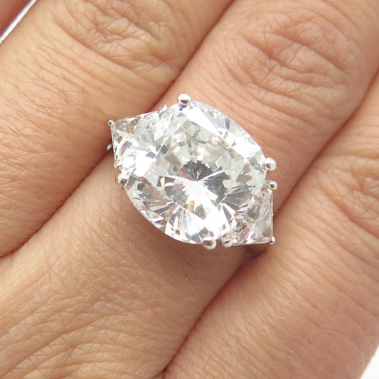 925 Sterling Silver C Z Wide Ring Size 7.5