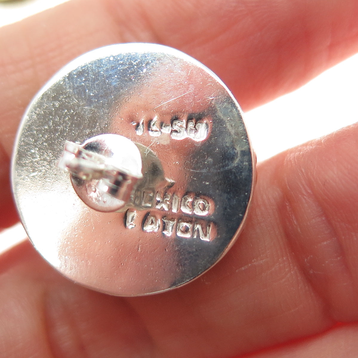 LATON 925 Sterling Silver 2-Tone Vintage Mexico Modernist Roped Dome Earrings