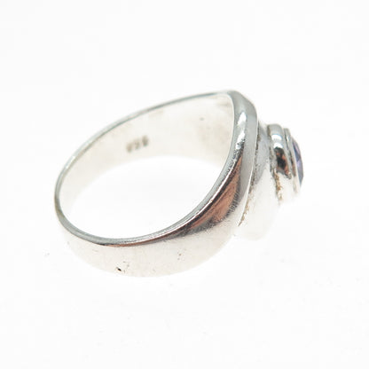 925 Sterling Silver Vintage Nano Amethyst Modernist Ring Size 8
