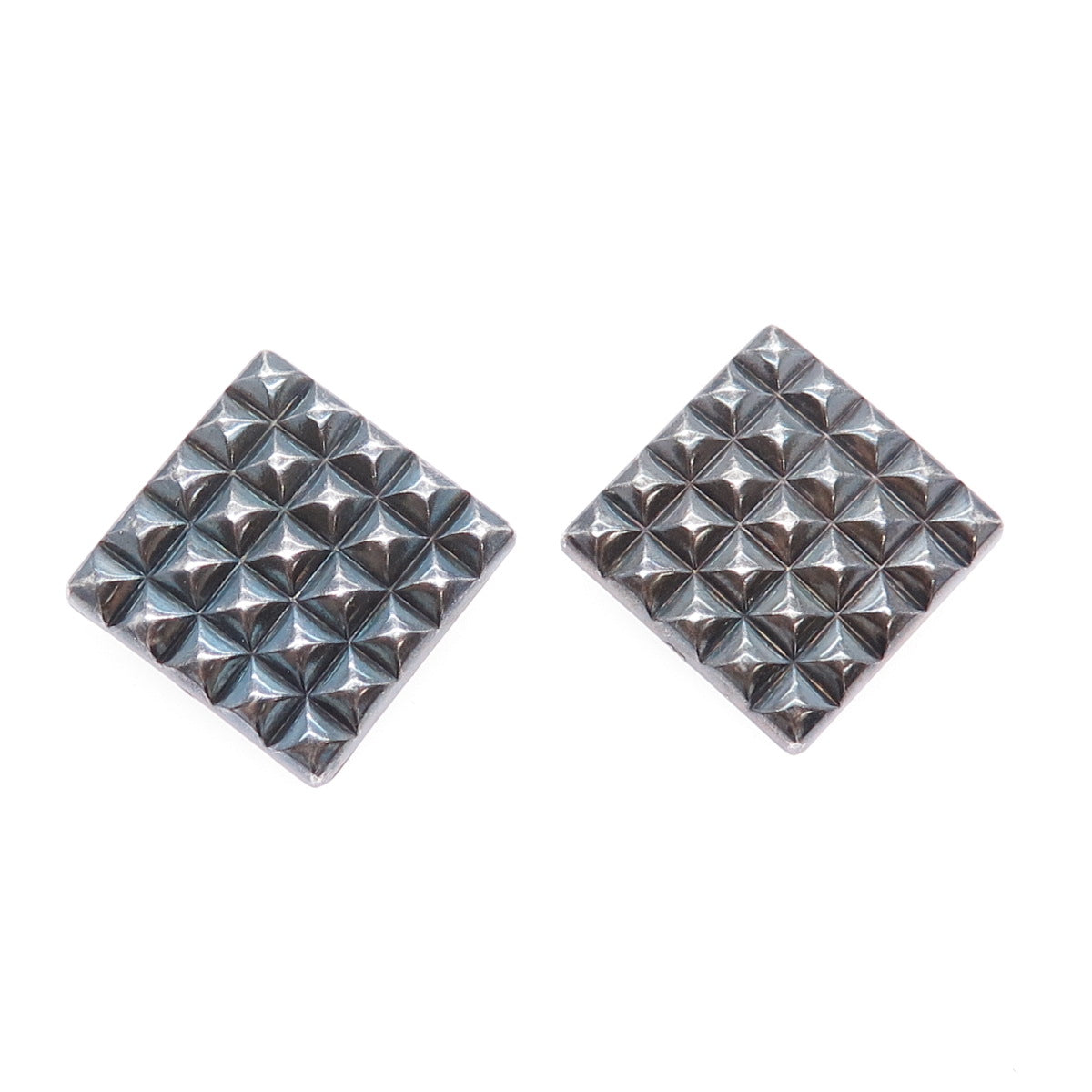 925 Sterling Silver Vintage Modernist Oxidized Clip On Earrings