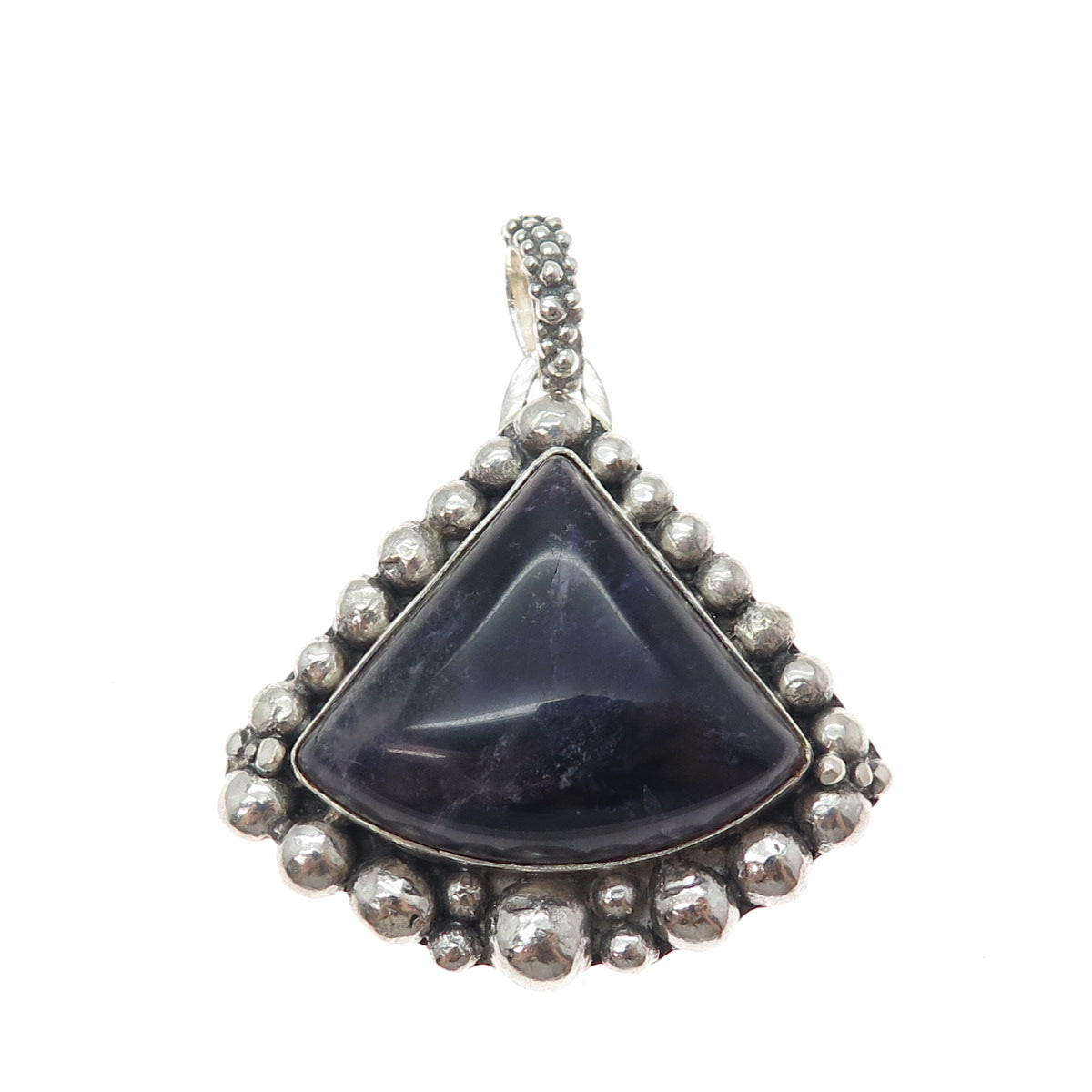 KATHERINE LINCOLN 925 Sterling Silver Vintage Real Amethyst Beaded Charm Pendant