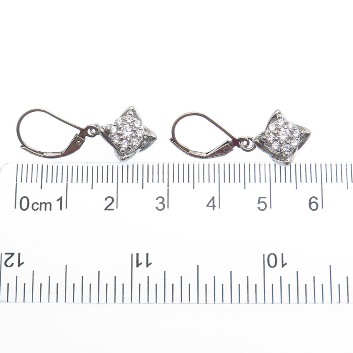 925 Sterling Silver Round-Cut C Z Flower Drop Dangle Earrings