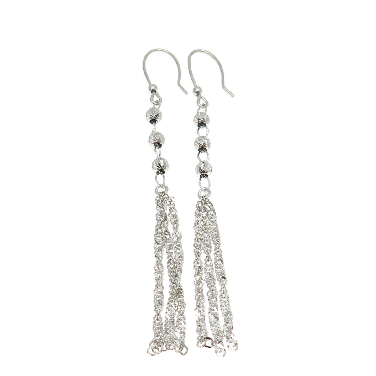 925 Sterling Silver Italy Ball Chain Dangling Hook Earrings