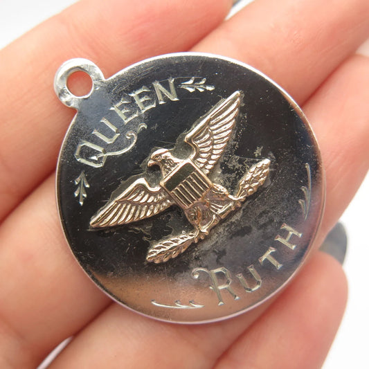 925 Sterling Silver 2-Tone Vintage "Queen Ruth" Eagle Pendant