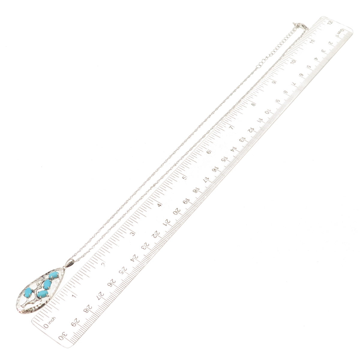 925 Sterling Real Sleeping Beauty Turquoise Singapore Chain Necklace 18-20"