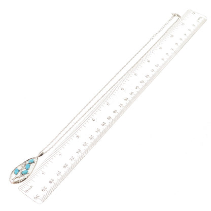 925 Sterling Real Sleeping Beauty Turquoise Singapore Chain Necklace 18-20"