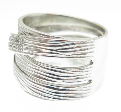 925 Sterling Silver Real Round-Cut Diamond Crisscross Ring Size 9.5