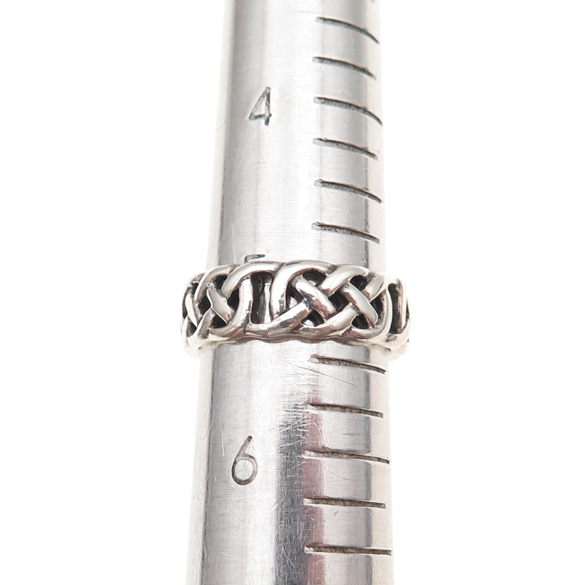 925 Sterling Silver Vintage Celtic Knot Oxidized Band Ring Size 5.5