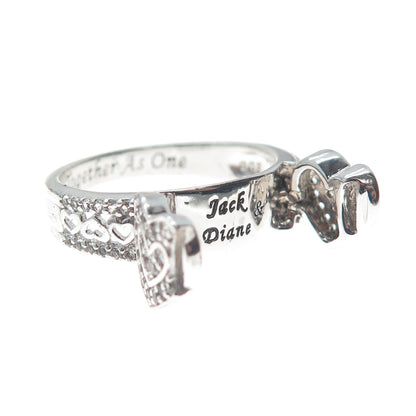 BGE BRADFORD 925 Sterling Real White Topaz Heart Together As One Ring Size 8.5