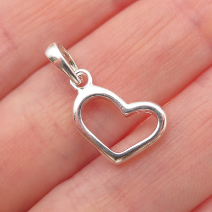 925 Sterling Silver Vintage Open Heart Mini Charm Pendant