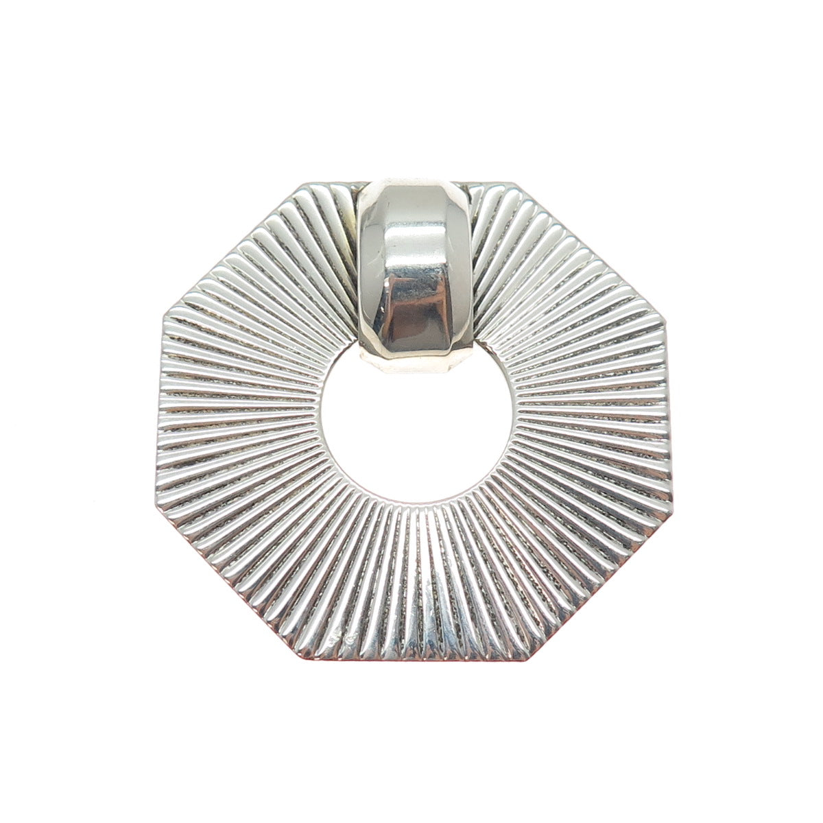 925 Sterling Silver Vintage Modernist Geometric Oxidized Pin Brooch