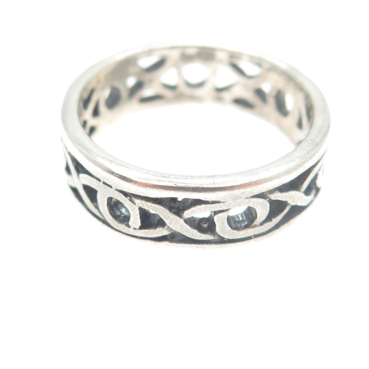 925 Sterling Silver Vintage Infinity Link Band Ring Size 9.5