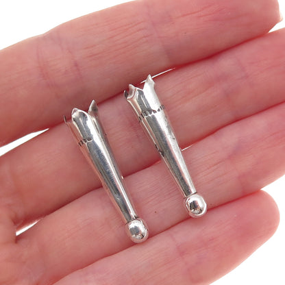 Old Pawn 925 Sterling Silver Vintage Southwestern Tribal SET of 2 Bolo Tips