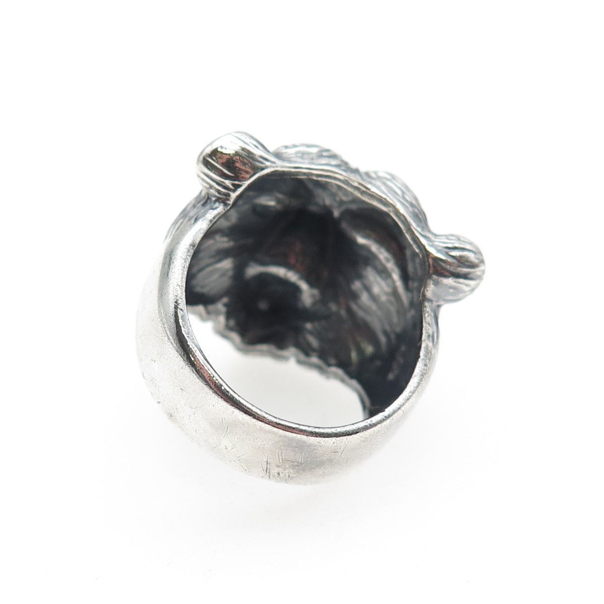 925 Sterling Silver Vintage Grizzly Bear Oxidized Ring Size 10