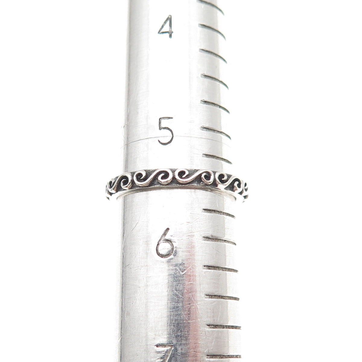 925 Sterling Silver Vintage Stackable Swirl Oxidized Band Ring Size 5.5