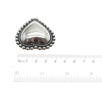 925 Sterling Silver Vintage CII Mexico Modernist Heart Beaded Oxidized Brooch
