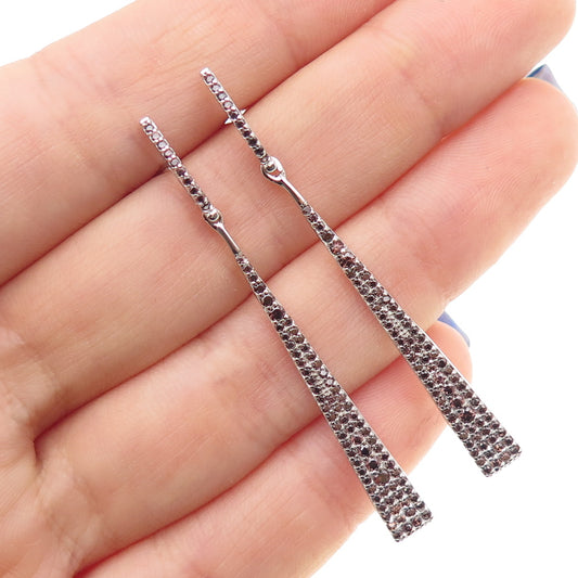 925 Sterling Silver Real Round-Cut Smoky Quartz Dangle Earrings