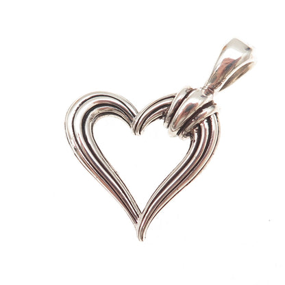 Lagos 925 Sterling Silver Vintage Heart Oxidized Charm Pendant