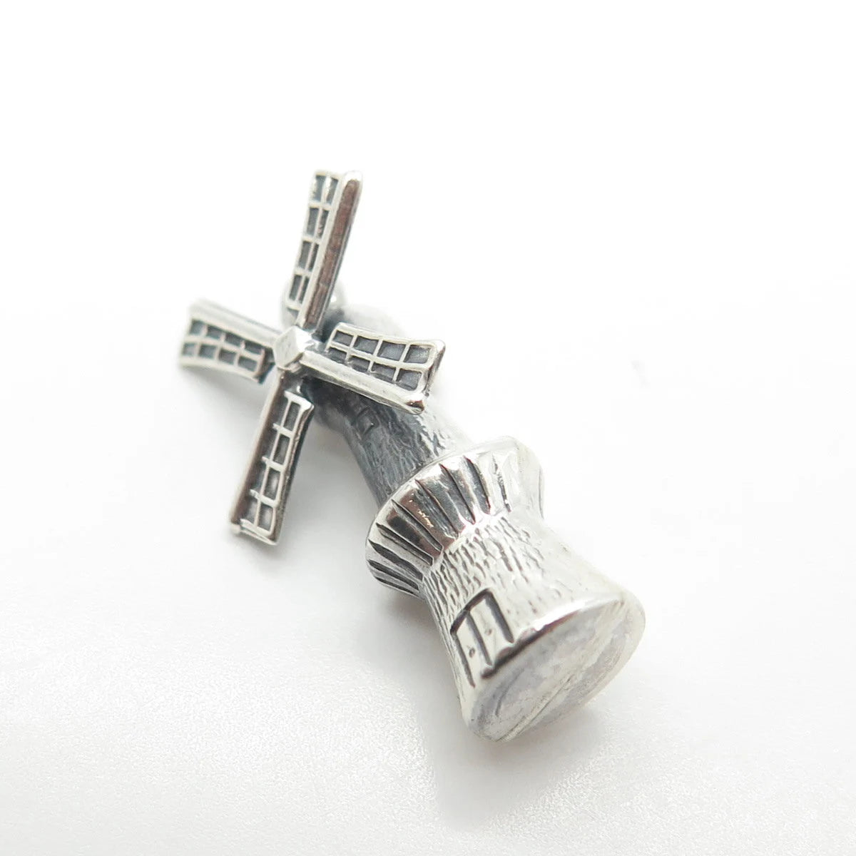 925 Sterling Silver Vintage Old Mill Movable Pendant