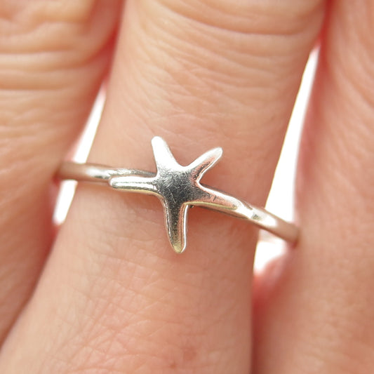 925 Sterling Silver Vintage Starfish Ring Size 8.75
