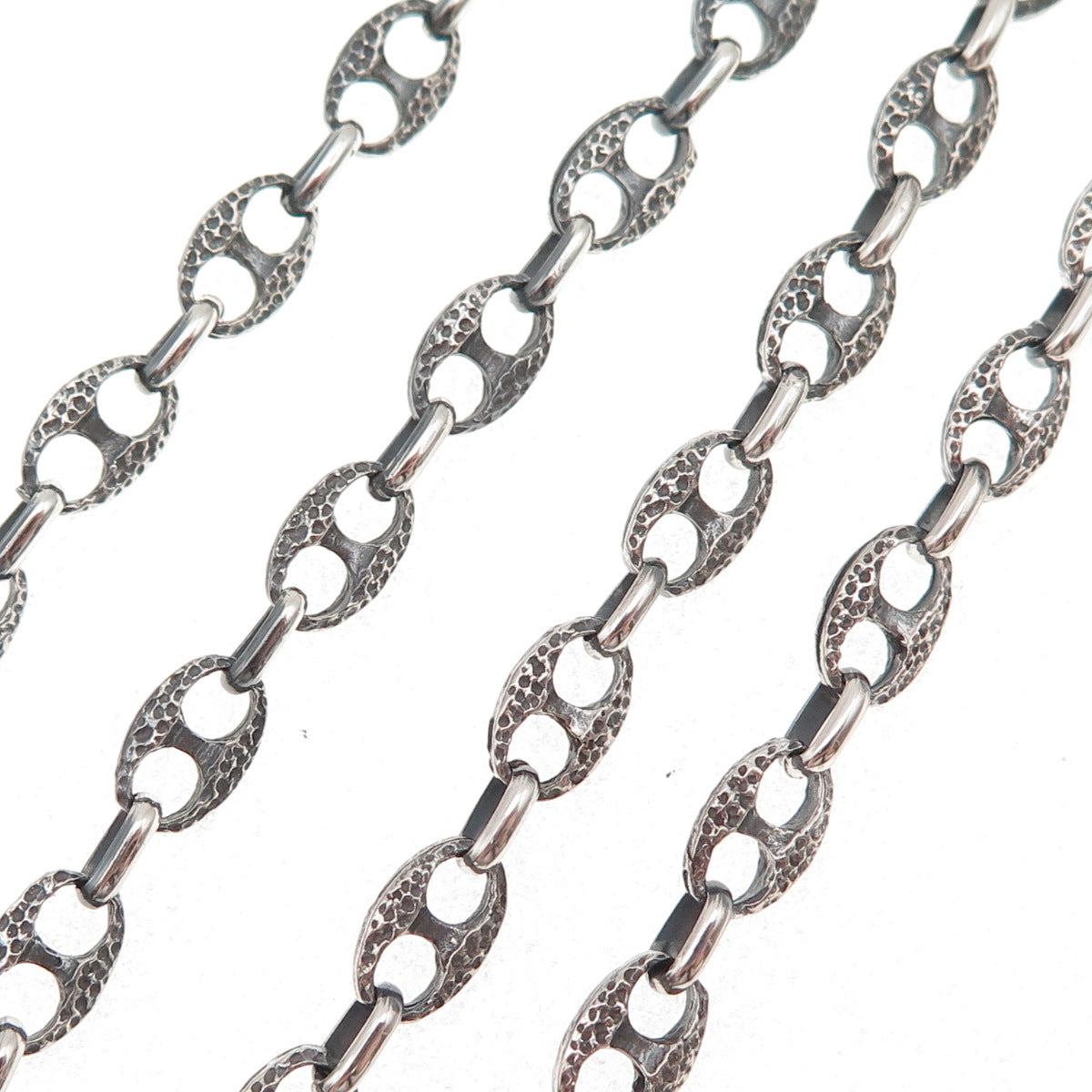 925 Sterling Silver Vintage Italy Oxidized Anchor Mariner Chain Necklace 32"