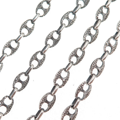 925 Sterling Silver Vintage Italy Oxidized Anchor Mariner Chain Necklace 32"