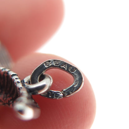 BEAU 925 Sterling Silver Vintage Seagull Oxidized Minimalist 3D Charm Pendant