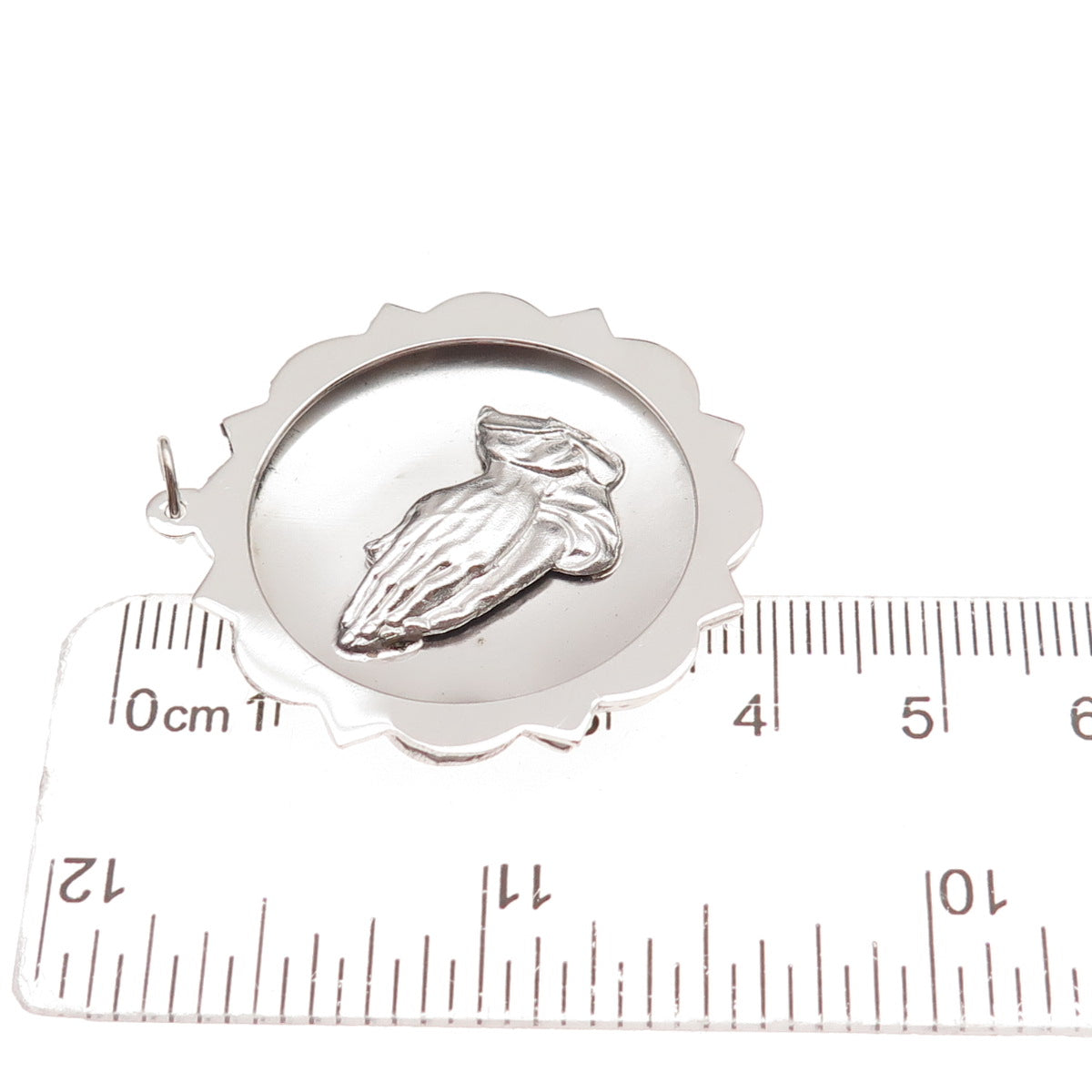 925 Sterling Silver Vintage Praying Hands Religious Charm Pendant