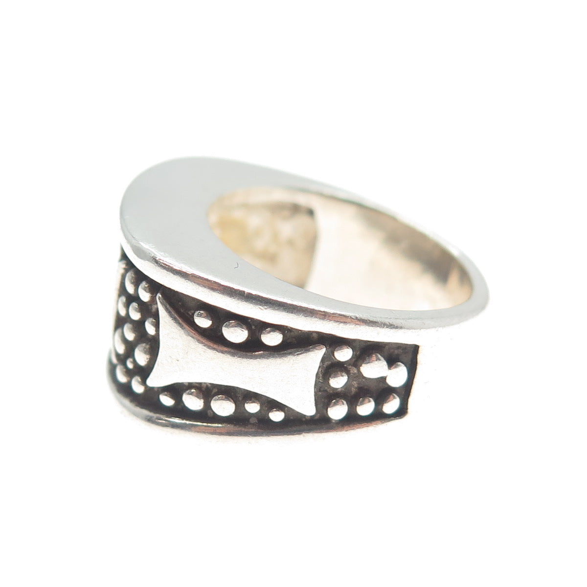 LABELLE 925 Sterling Silver Vintage Modernist Oxidized Ring Size 7
