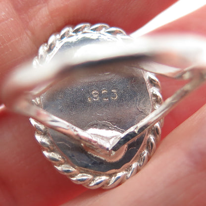 925 Sterling Silver Vintage Real Cabochon Larimar Ring Size 6.5