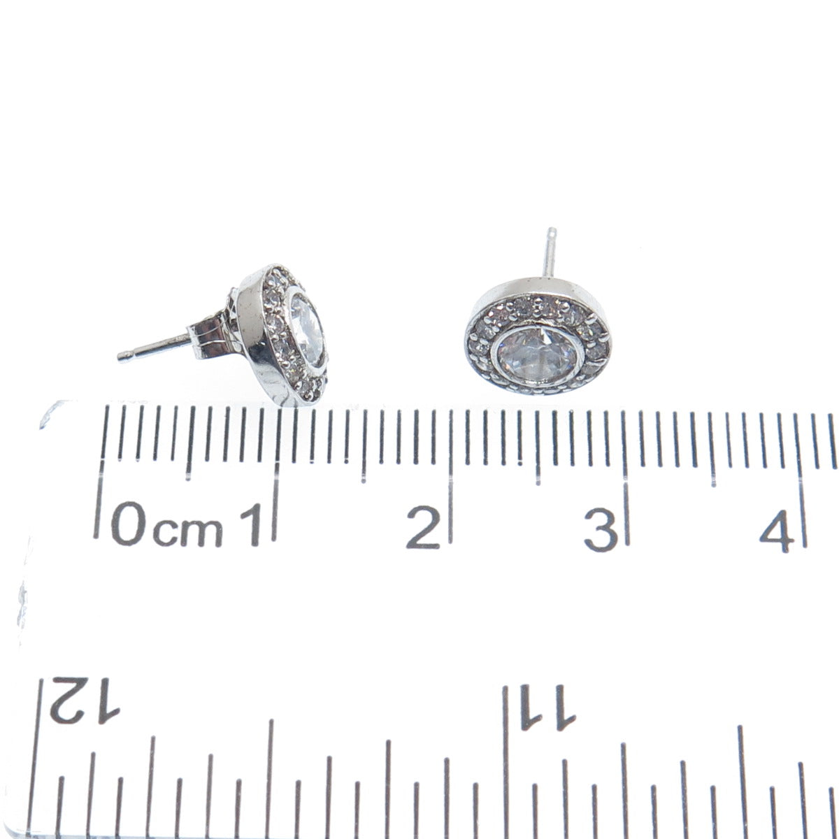 925 Sterling Silver Round-Cut C Z Sparkle Stud Earrings