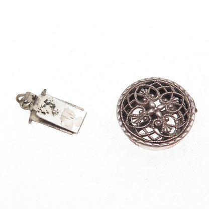 925 Sterling Silver Antique Art Deco Bracelet / Necklace Filigree Box Lock Clasp