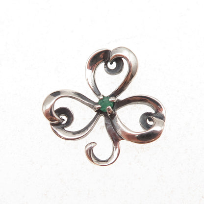 Franklin Mint Sterling Silver Vintage 1981 Real Emerald Butterfly Slide Pendant