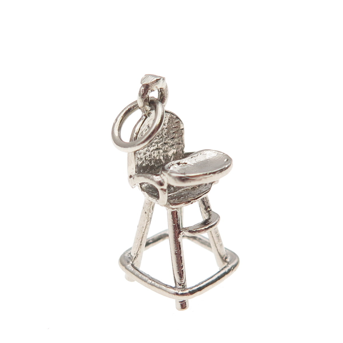 925 Sterling Silver Vintage Baby High Chair 3D Mini Charm Pendant